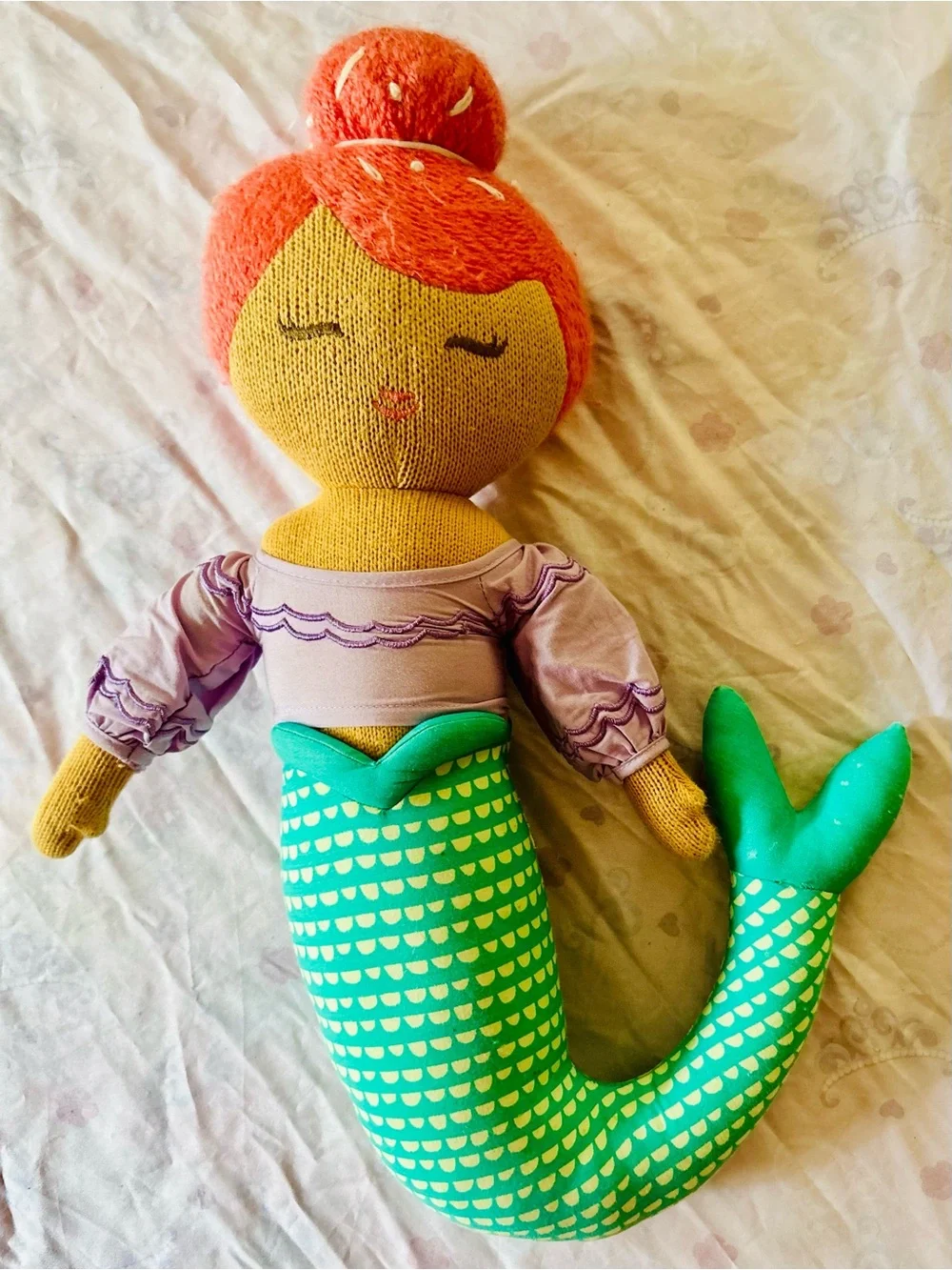 Soft, Plush Mermaid Doll with beautiful detailed stitching